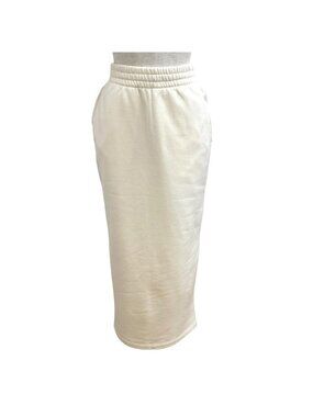Prada 100% Cotton Triangle Logo Tight Skirt Ivory XS